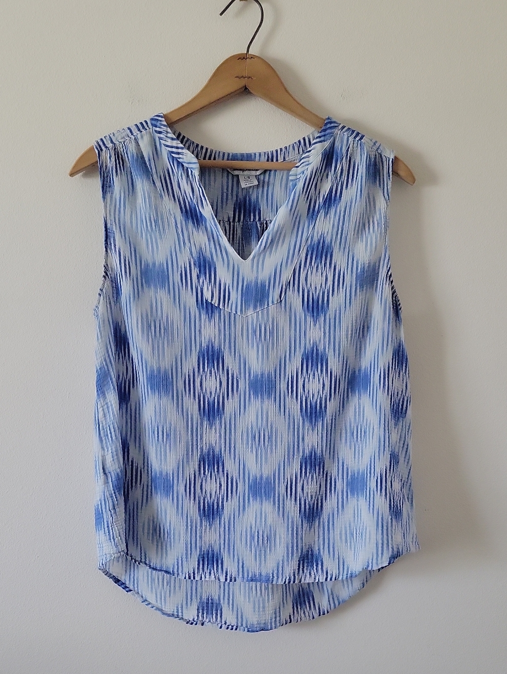 Tommy Bahama Blue White Gauzy Sleeveless Top Size Large